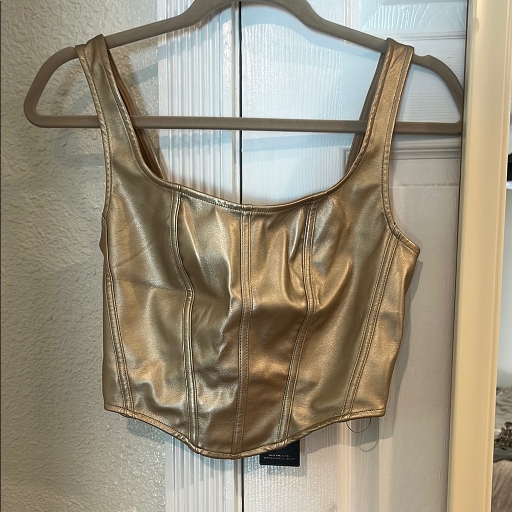 Sincerely jules Gold Metallic bustier Top